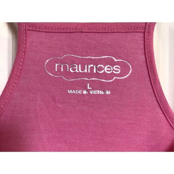 MAURICES - NWOT - L Sz L Double Flounce-Neck Blouson Tank w/Racer Back in Pink🩷 - Picture 4 of 12